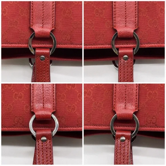 Gucci Red GG Canvas Tote with Leather Handles - Picture 12 of 14